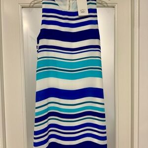Striped Sleeveless Dress in Blue and White